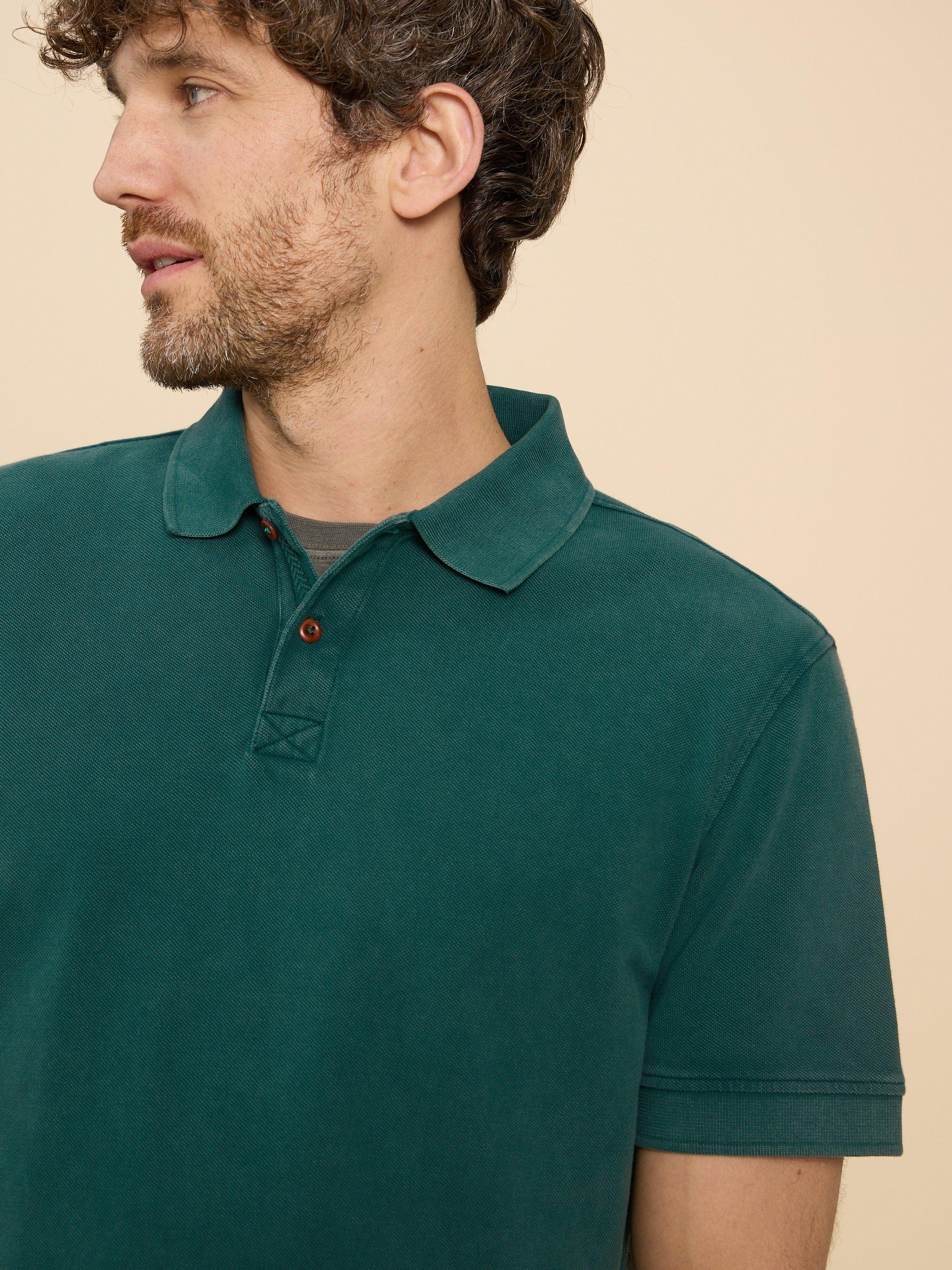 Utility Polo in DK TEAL - MODEL FRONT
