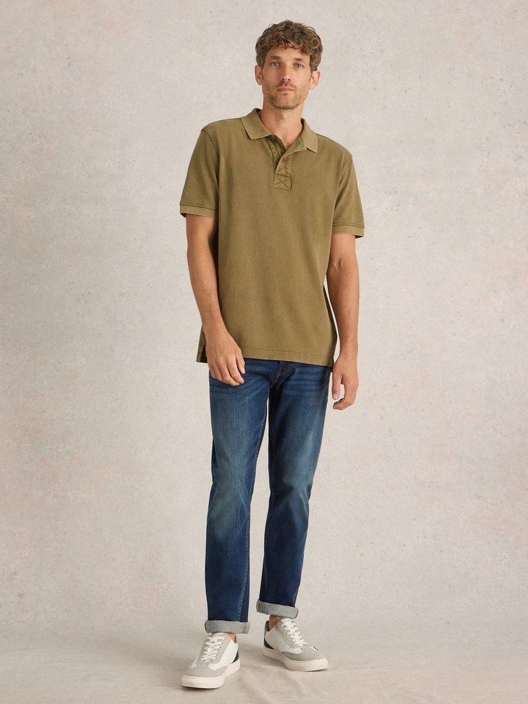 Utility Polo in KHAKI GRN - MODEL FRONT