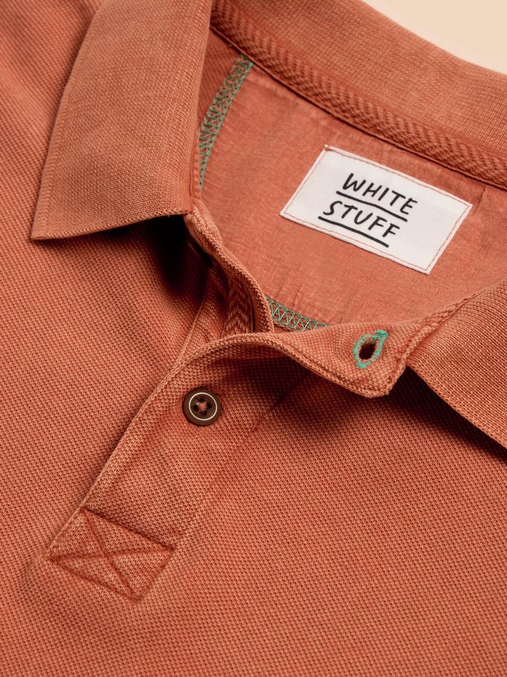 Utility Polo in MID ORANGE - FLAT DETAIL