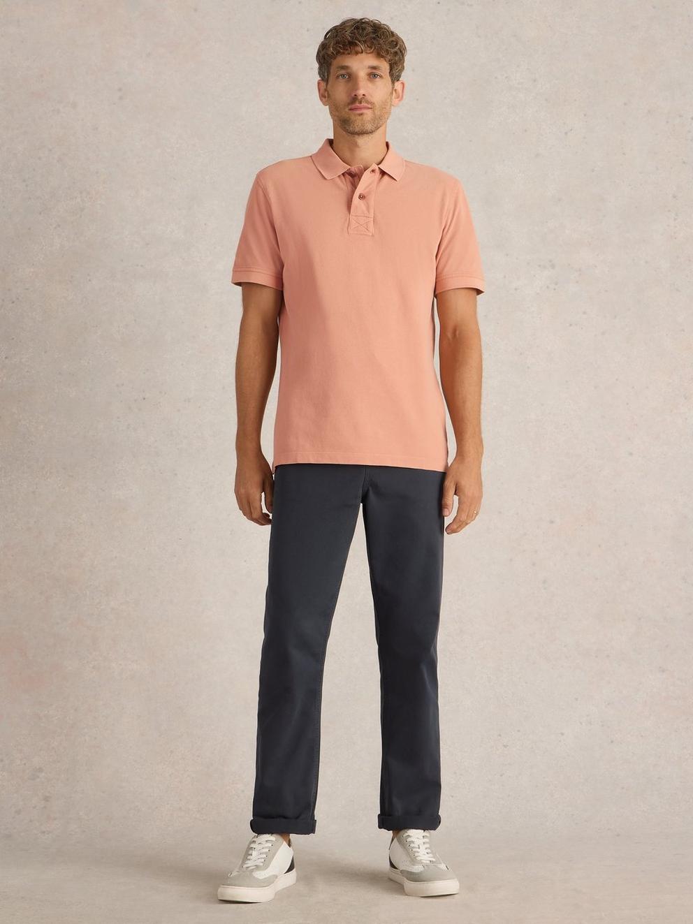 Utility Polo in MID PINK - MODEL FRONT
