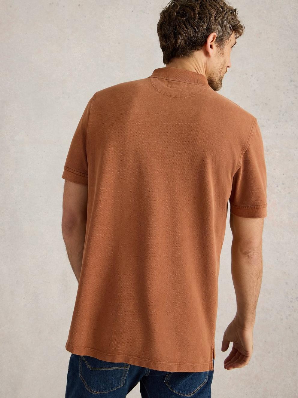 Utility Polo in MID TAN - MODEL BACK