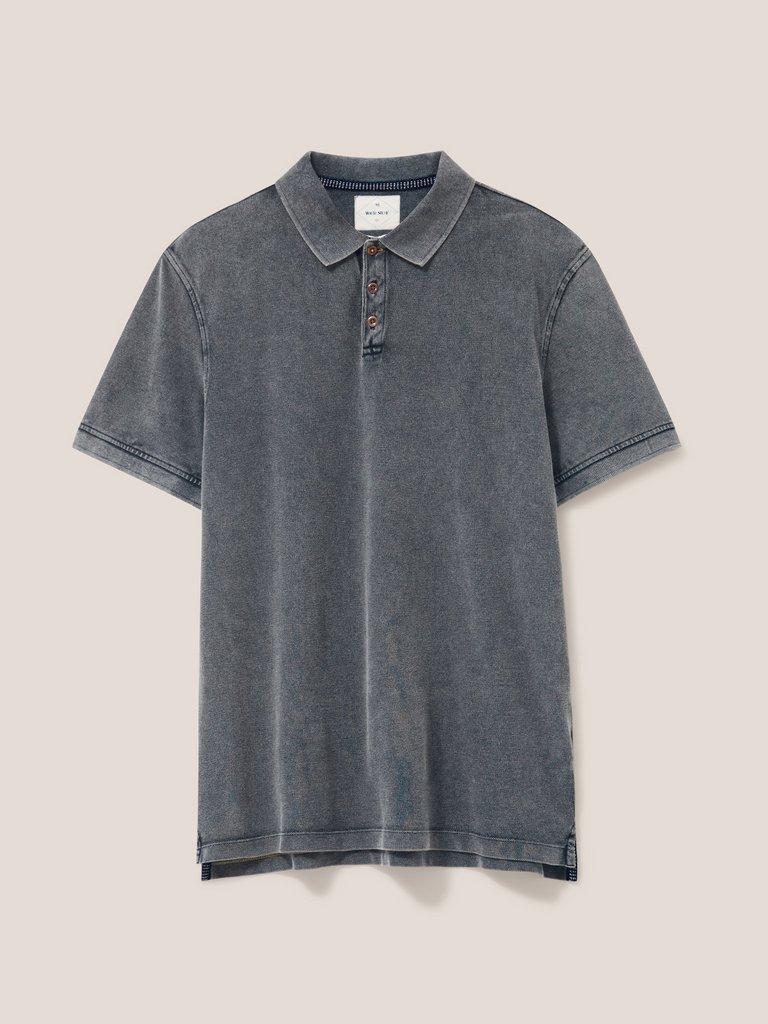 Utility Polo in WASHED BLK - FLAT FRONT