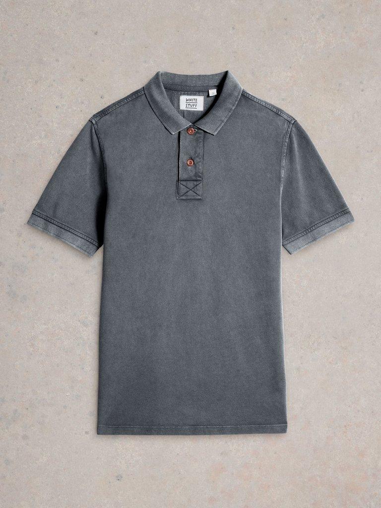 Utility Polo in WASHED BLK - FLAT FRONT