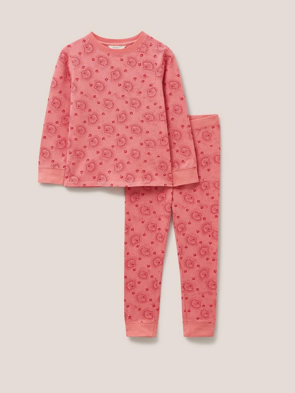 Shells PJ Set in CORAL MLT - FLAT FRONT