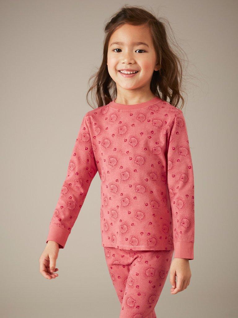 Shells PJ Set in CORAL MLT - MODEL DETAIL