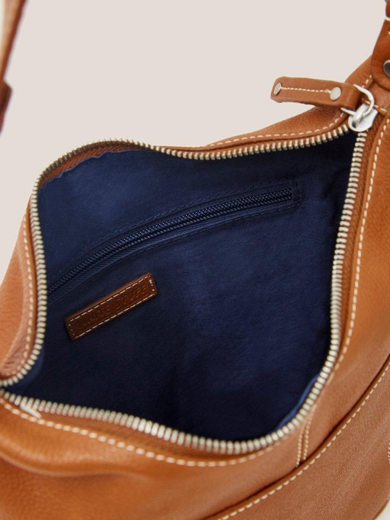 Fern Leather Crossbody Bag in MID TAN - FLAT DETAIL