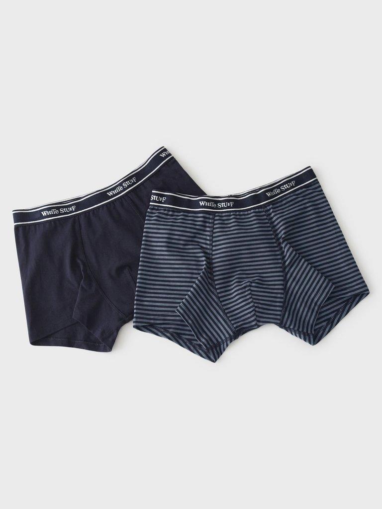 2Pack Boxers Plain and Stripe in NAVY MULTI - FLAT FRONT
