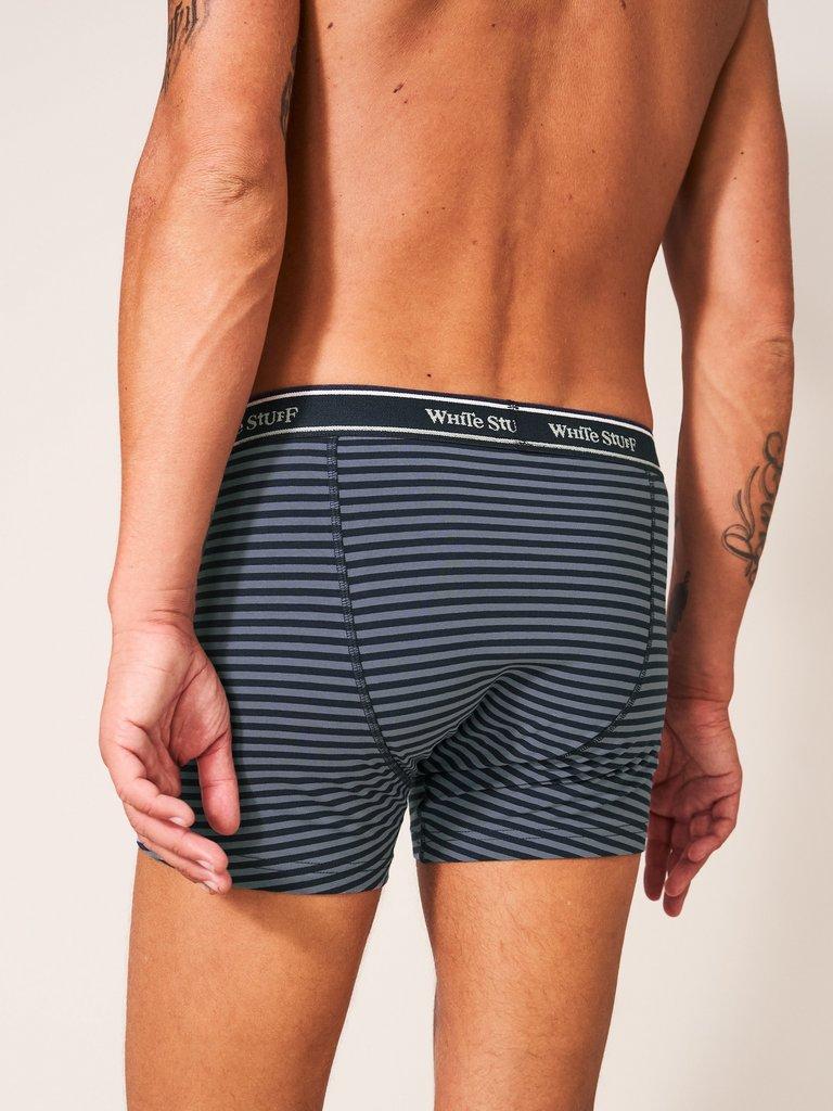 2Pack Boxers Plain and Stripe in NAVY MULTI - MODEL BACK