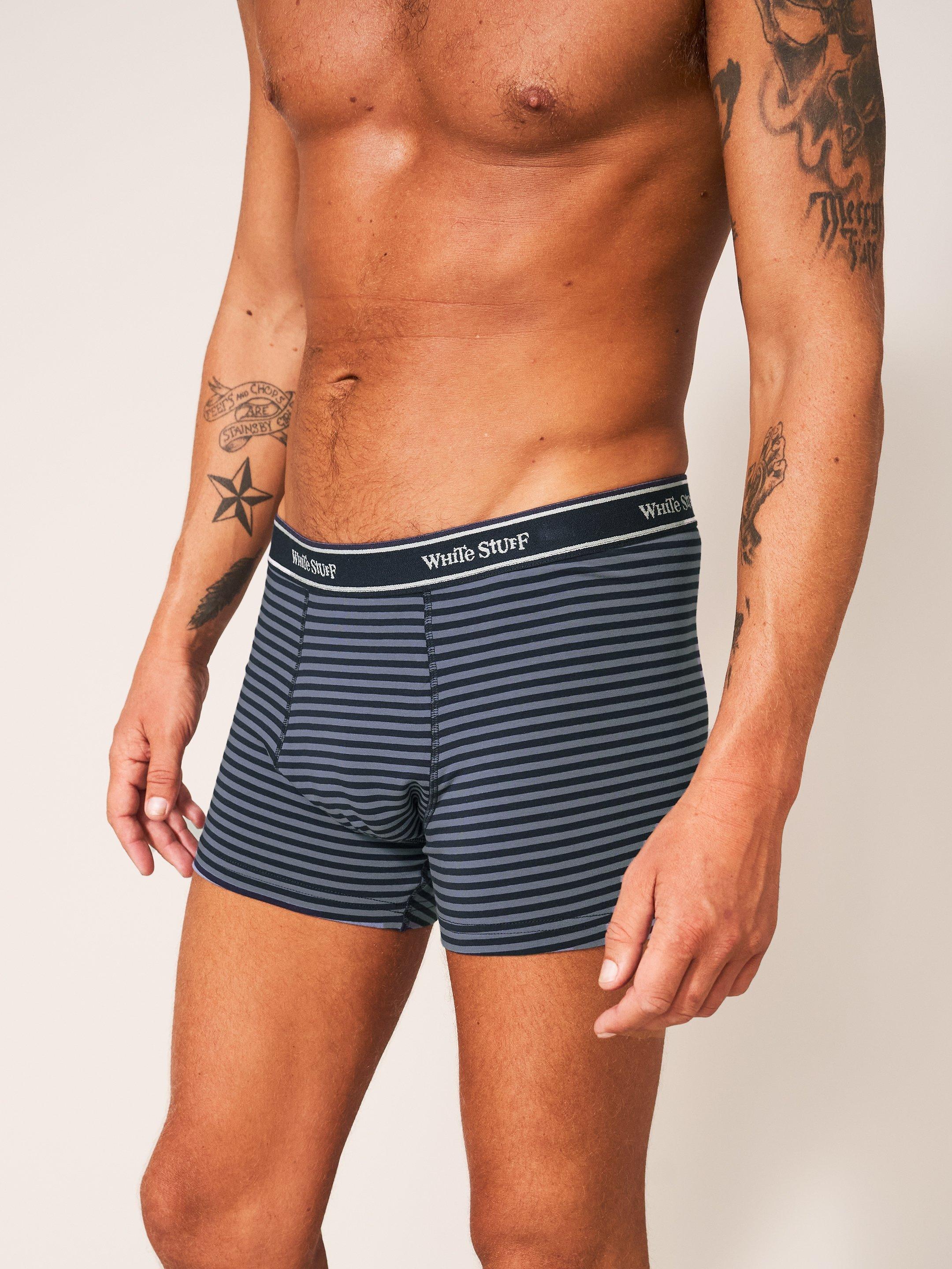 2Pack Boxers Plain and Stripe in NAVY MULTI - MODEL DETAIL
