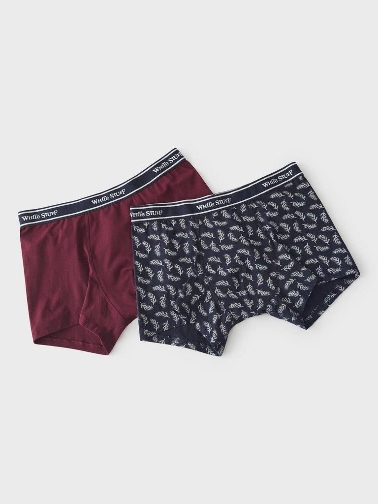 2Pack Boxers  Plain and Print in RED MLT - FLAT FRONT