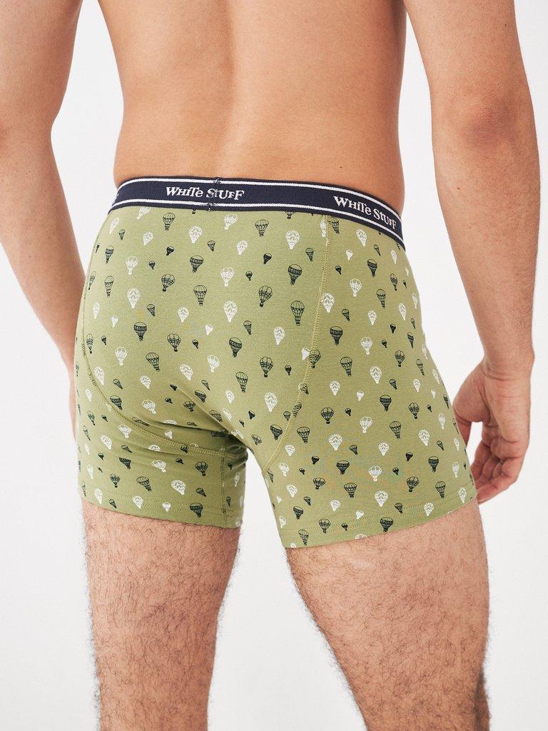 2 Pack Boxers Plain and Print in GREEN MLT - FLAT FRONT