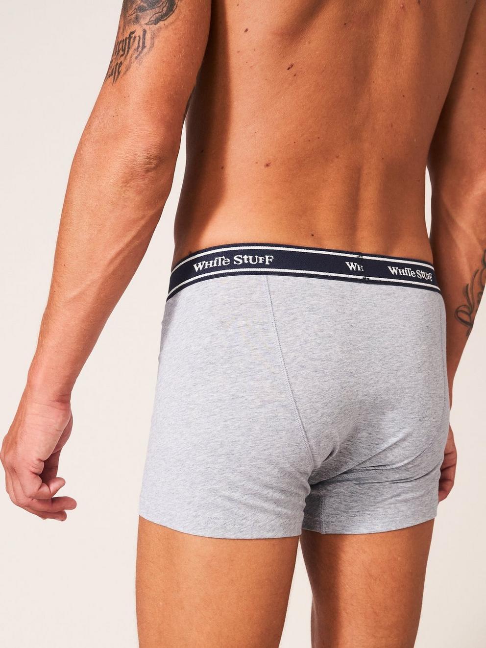 2 Pack Boxers Plain and Print in NAVY MULTI - MODEL BACK