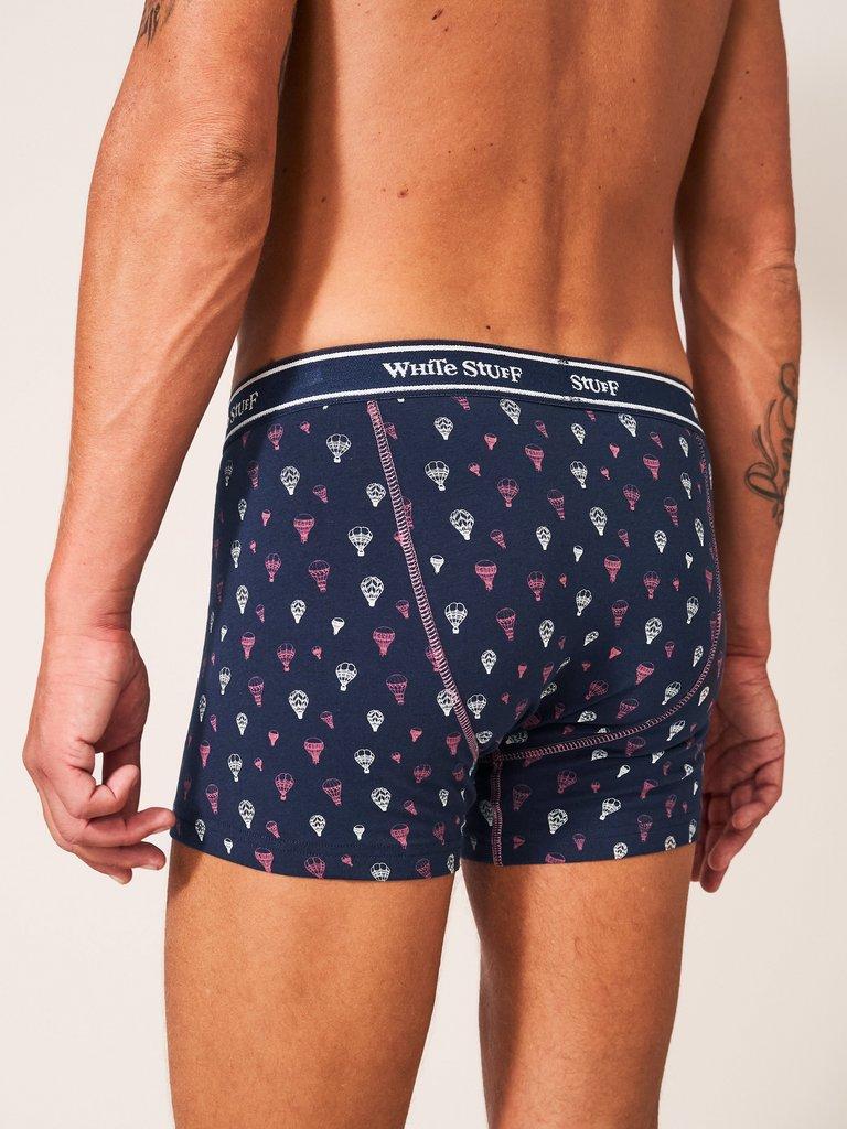 2 Pack Boxers Plain and Print in NAVY MULTI - MODEL FRONT