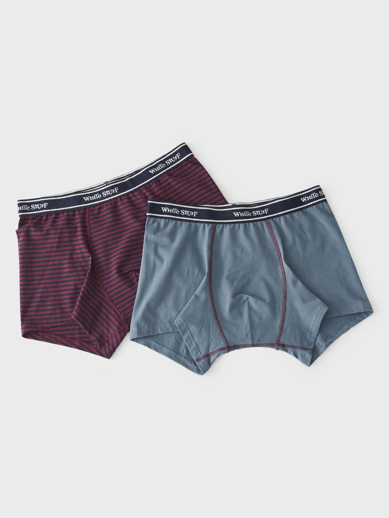 2 Pack Boxers Plain and Stripe in TEAL MLT - FLAT BACK