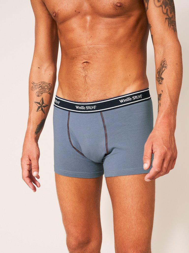 2 Pack Boxers Plain and Stripe in TEAL MLT - LIFESTYLE