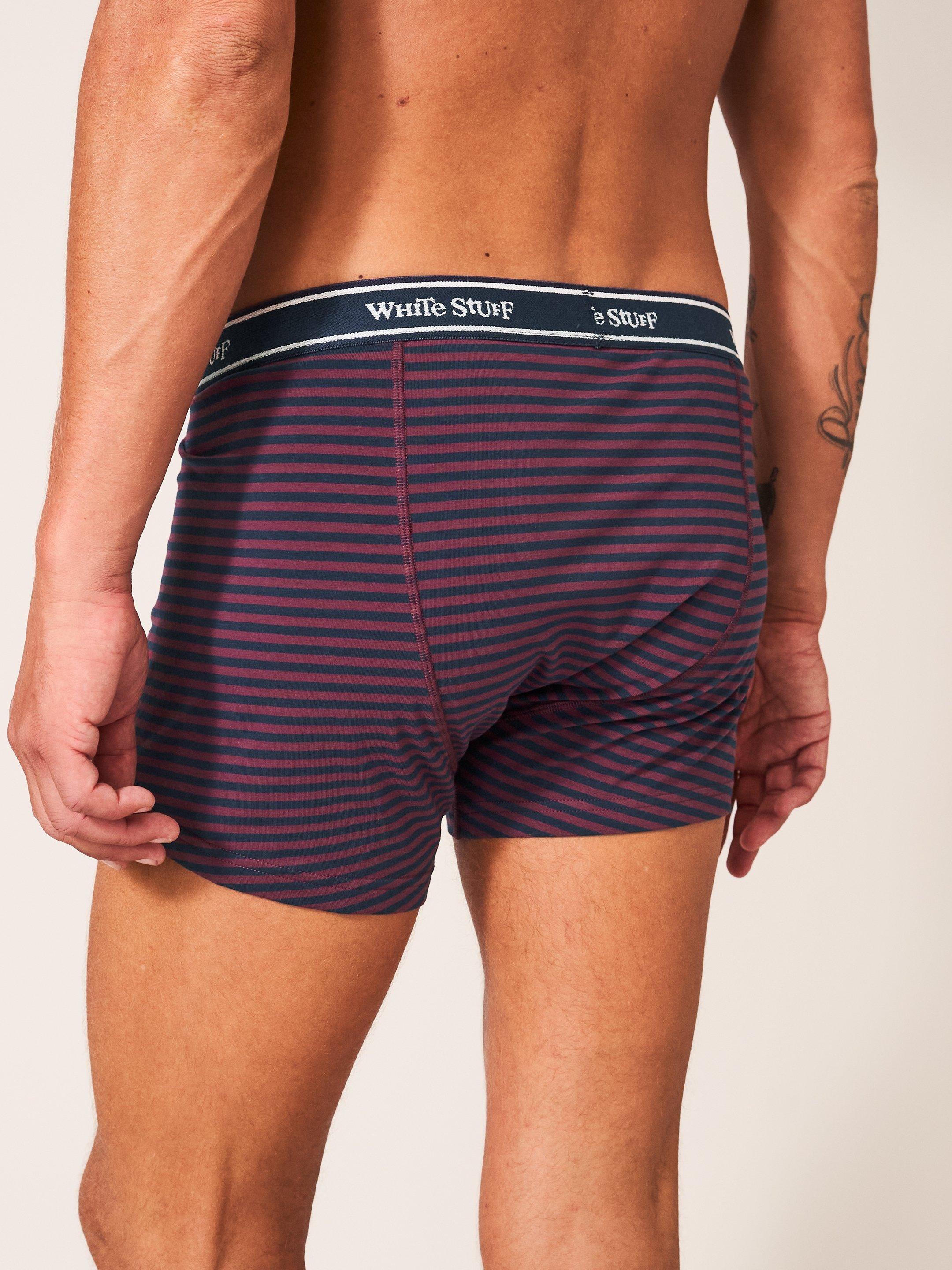 2 Pack Boxers Plain and Stripe in TEAL MLT - MODEL BACK