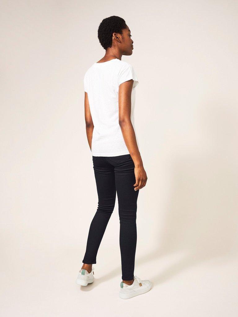 Amelia Skinny Leg Jeans in BLK DENIM - MODEL BACK