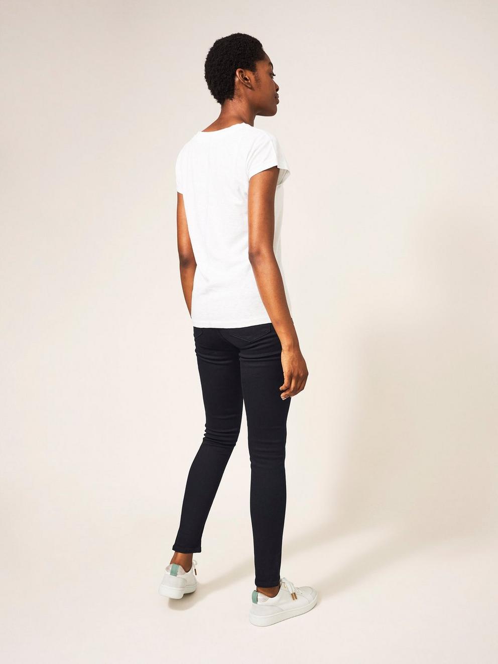 Amelia Skinny Leg Jeans in BLK DENIM - MODEL BACK