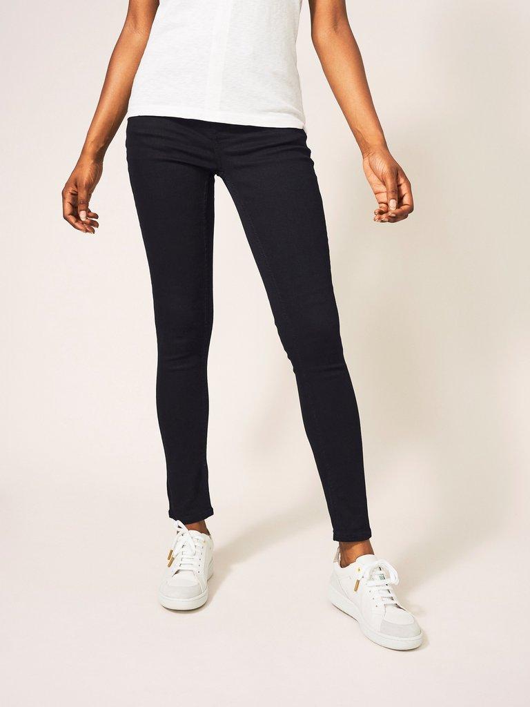 Amelia Skinny Leg Jeans in BLK DENIM - MODEL FRONT