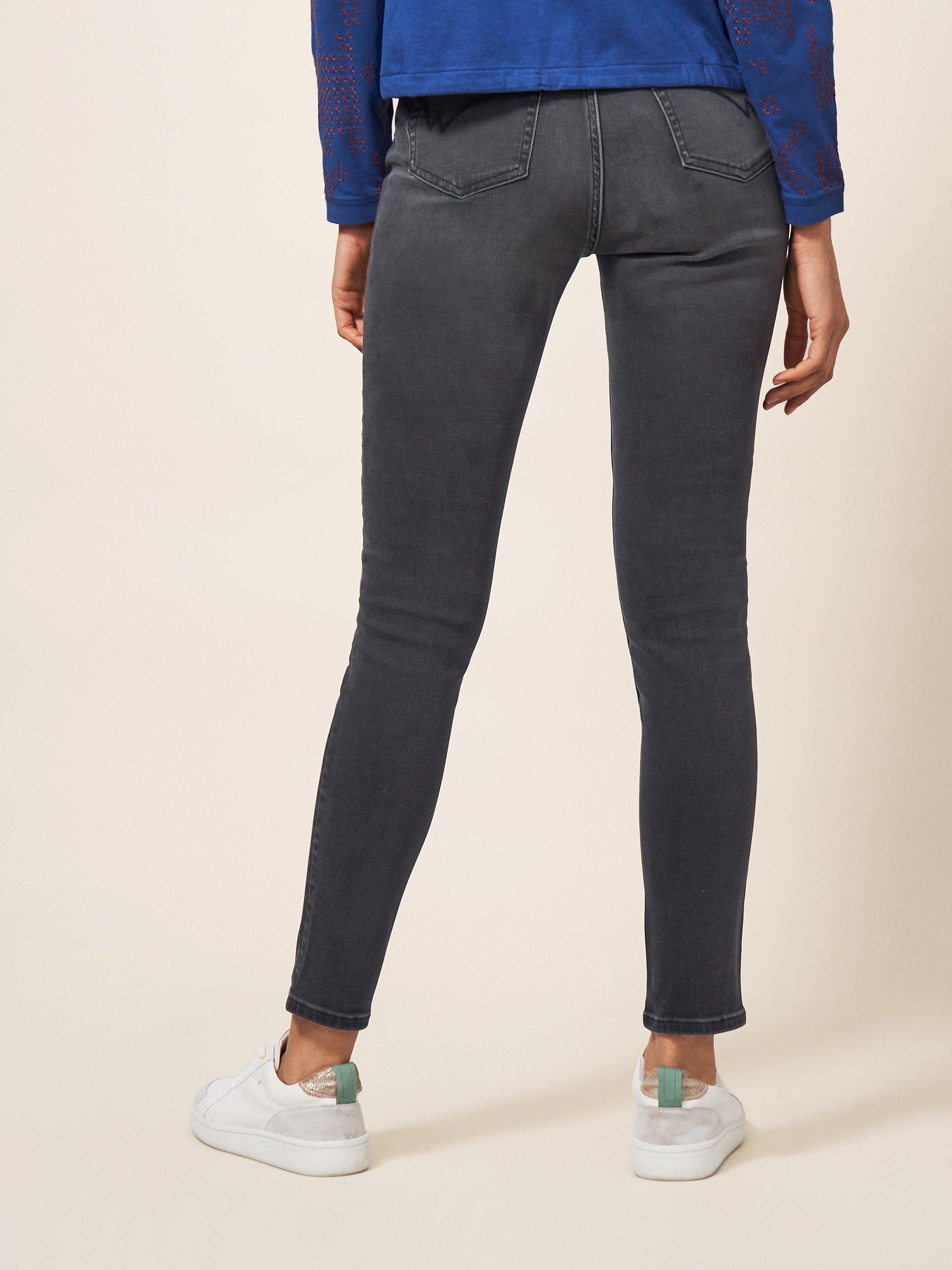 Amelia Skinny Leg Jeans in CHARC GREY - MODEL BACK