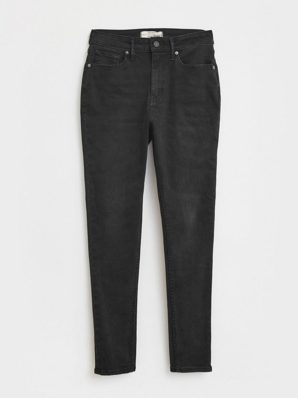 Amelia Skinny Leg Jeans in WASHED BLK - FLAT FRONT