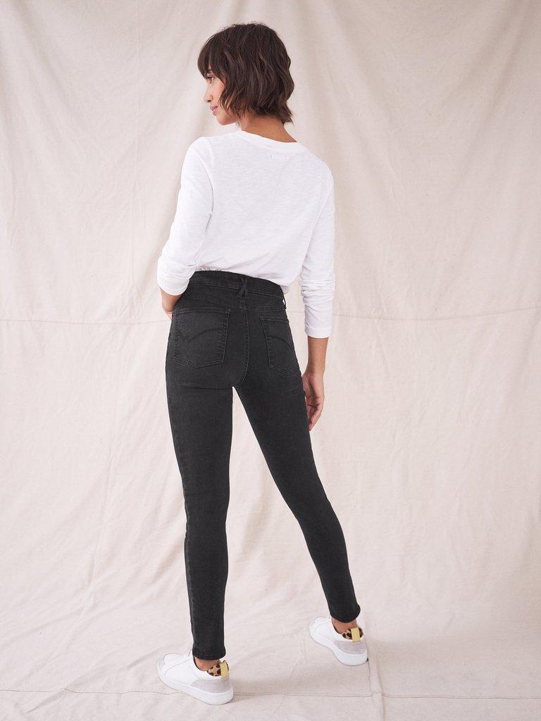 Amelia Skinny Leg Jeans in WASHED BLK - MODEL BACK