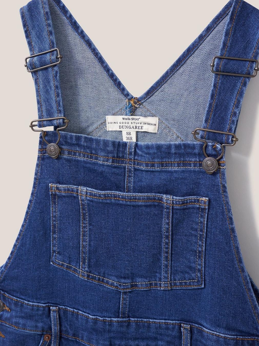 Isabelle Denim Dungaree in MID DENIM - FLAT DETAIL