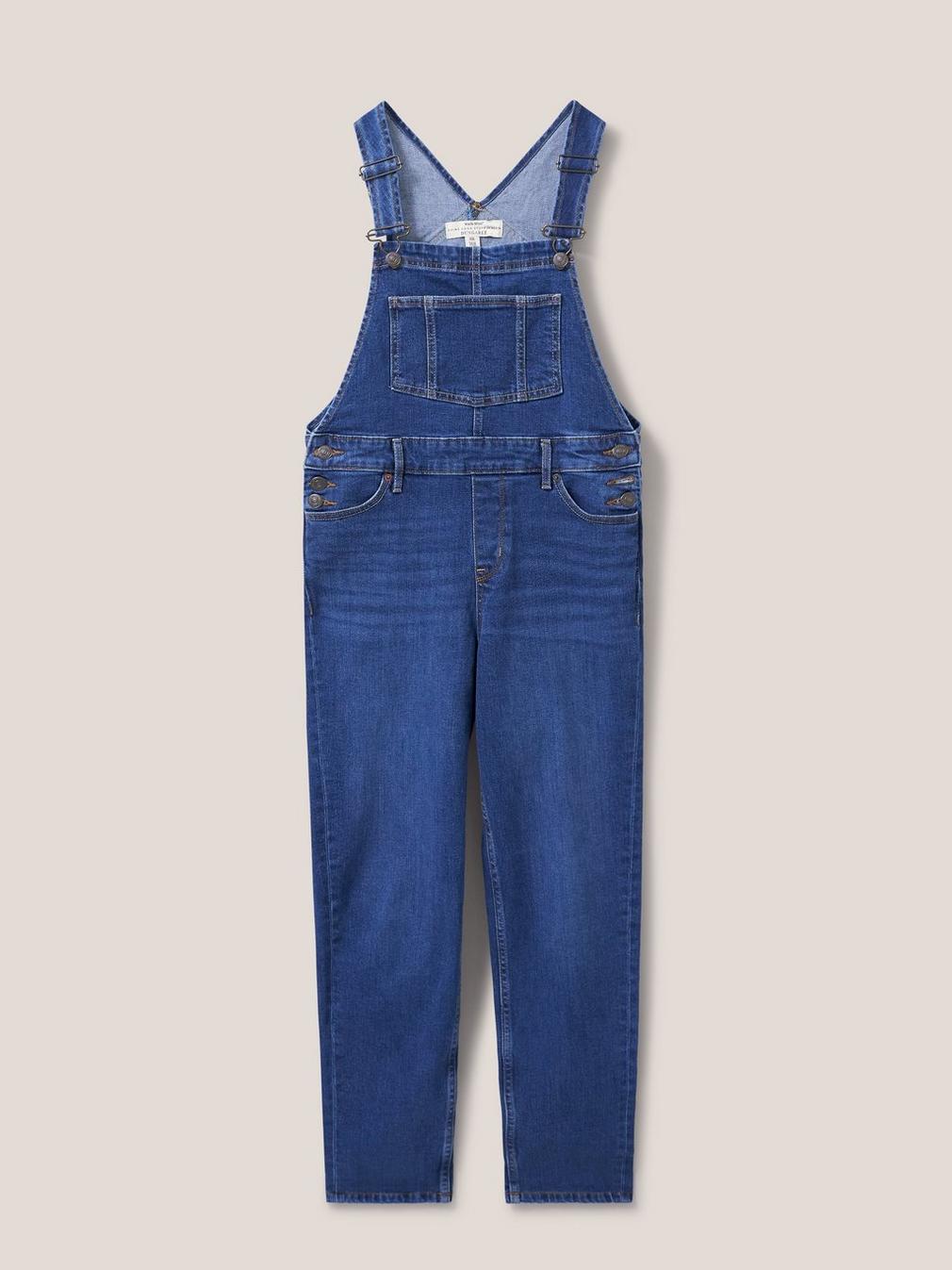 Isabelle Denim Dungaree in MID DENIM - FLAT FRONT