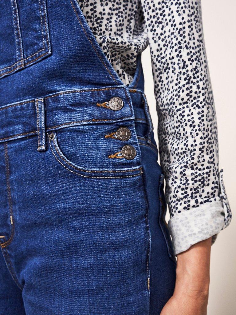 Isabelle Denim Dungaree in MID DENIM - MODEL DETAIL