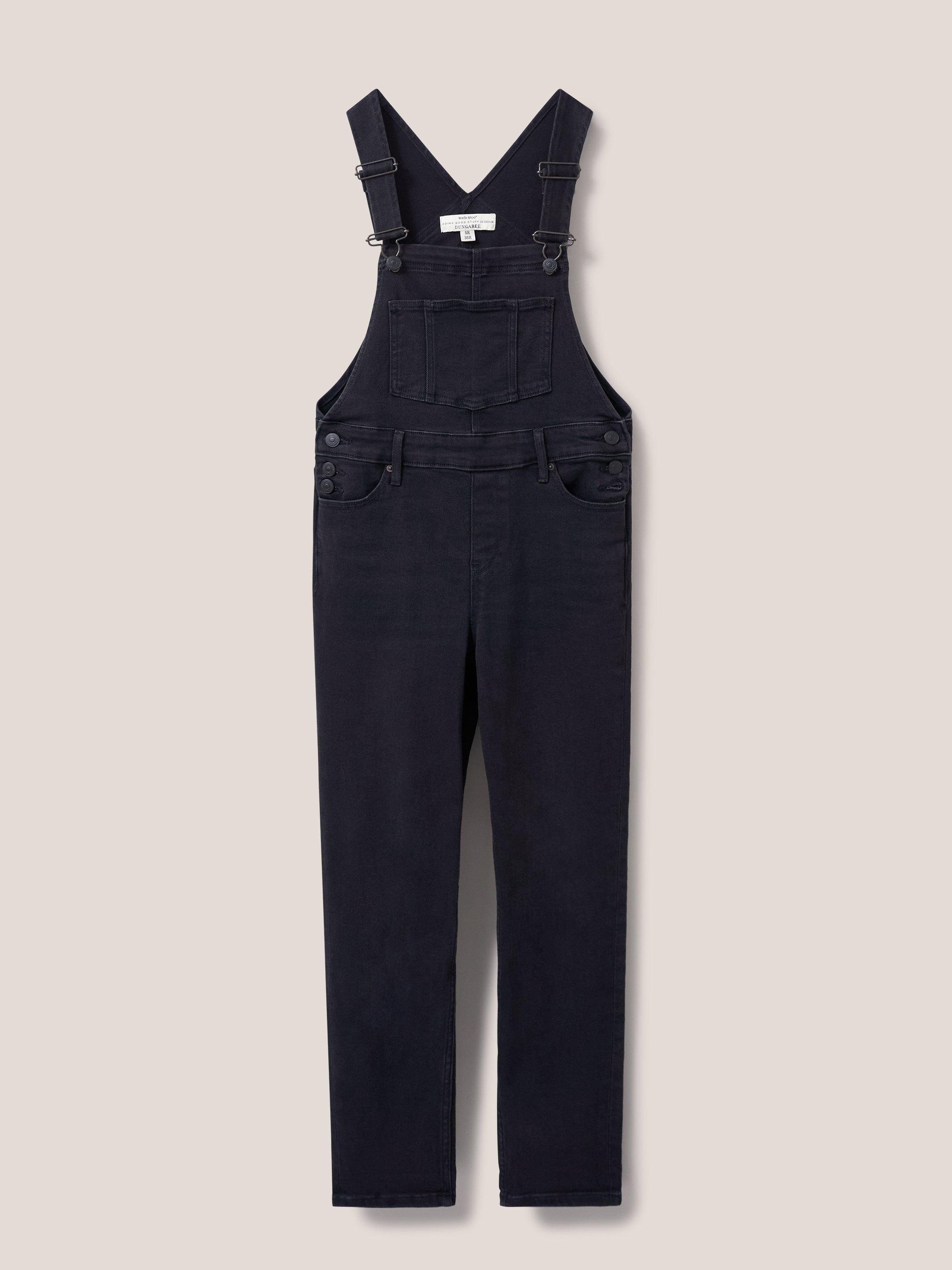 Isabelle Dungaree in WASHED BLK - FLAT FRONT