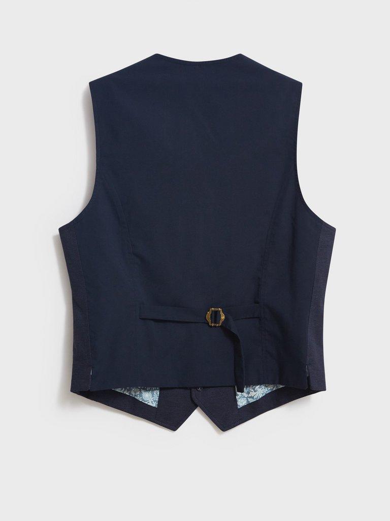 Abbott Linen Waistcoat in FR NAVY - FLAT BACK