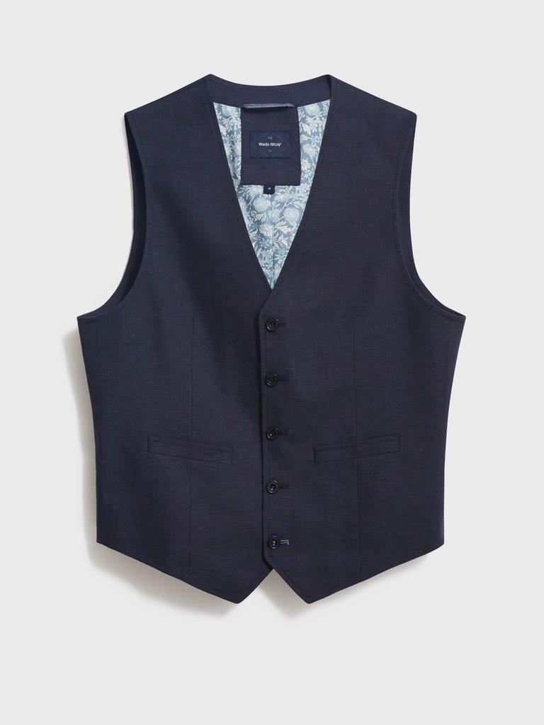 Abbott Linen Waistcoat in FR NAVY - FLAT FRONT