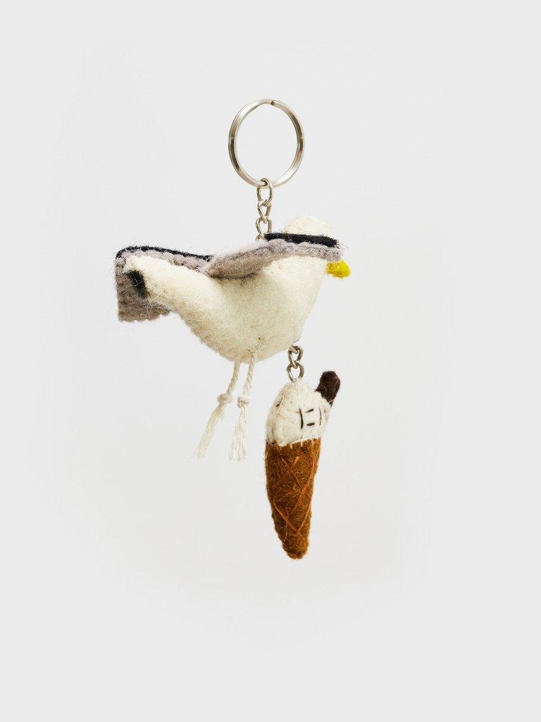 Sneaky Seagull Keyring in NAT MLT - FLAT DETAIL