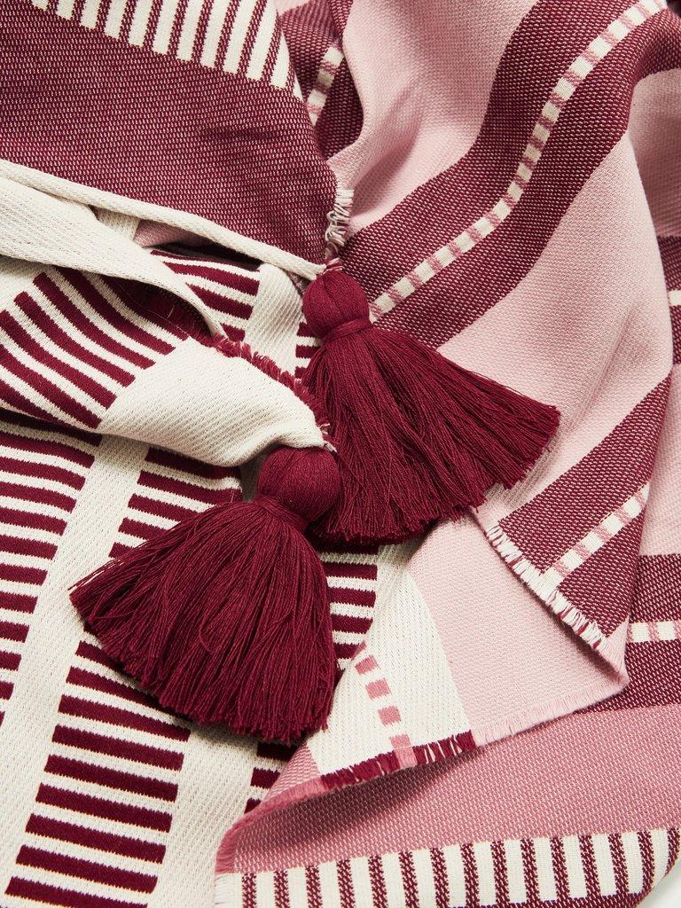 Stripe Throw in DEEP RED - FLAT BACK