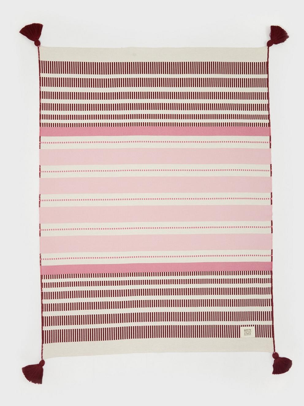 Stripe Throw in DEEP RED - FLAT DETAIL