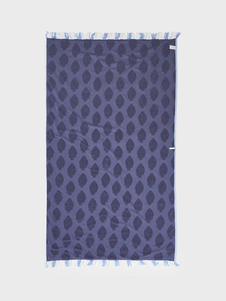 Reversible Fish Beach Towel in BLUE MLT - FLAT FRONT