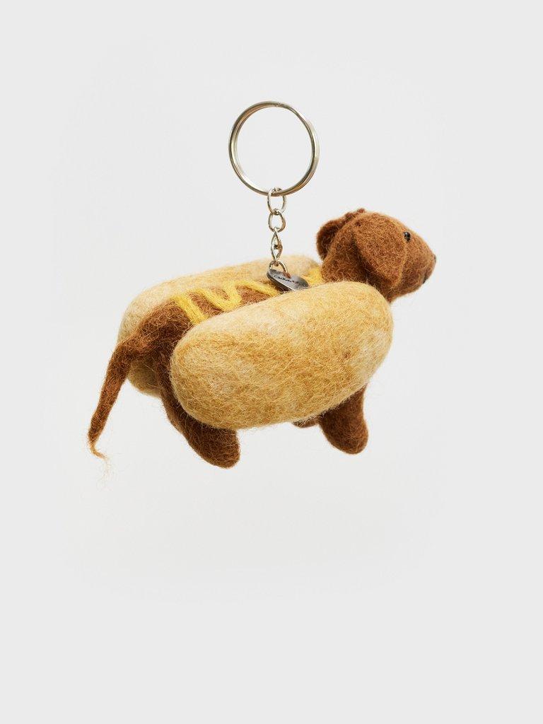 Hot Dog Keyring in NAT MLT - FLAT FRONT