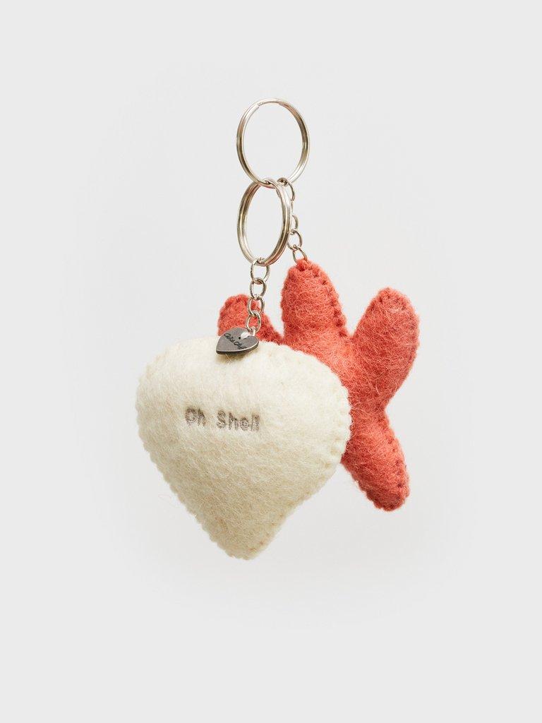 Starfish and Shell Keyring in PINK MLT - FLAT DETAIL