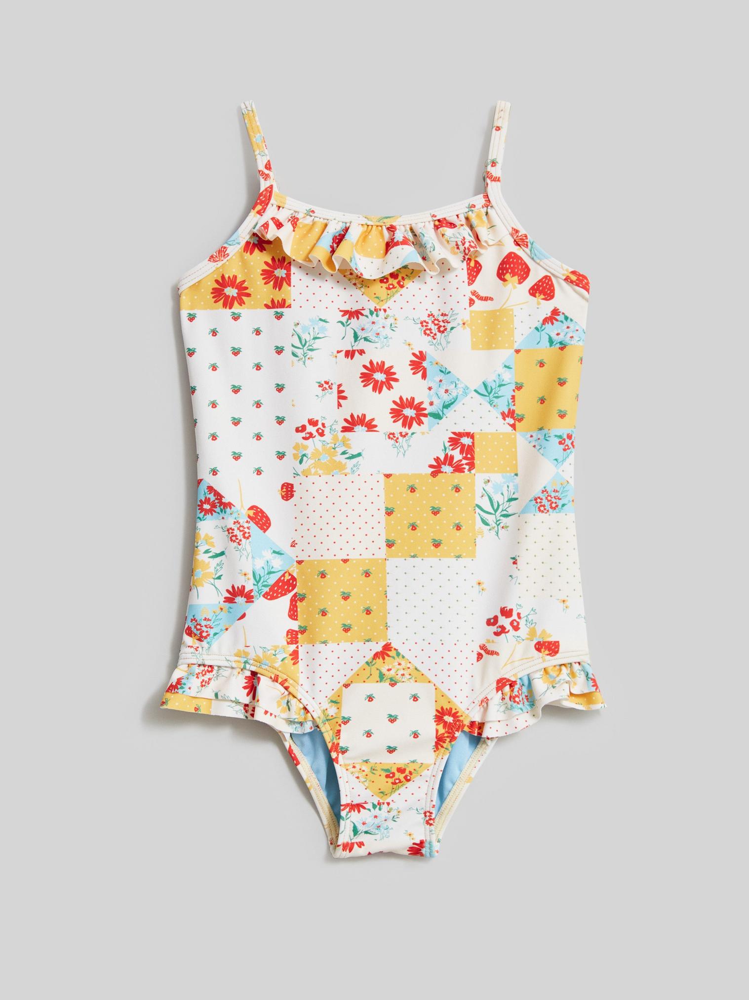 Patchwork Swimsuit in PINK MLT - FLAT FRONT