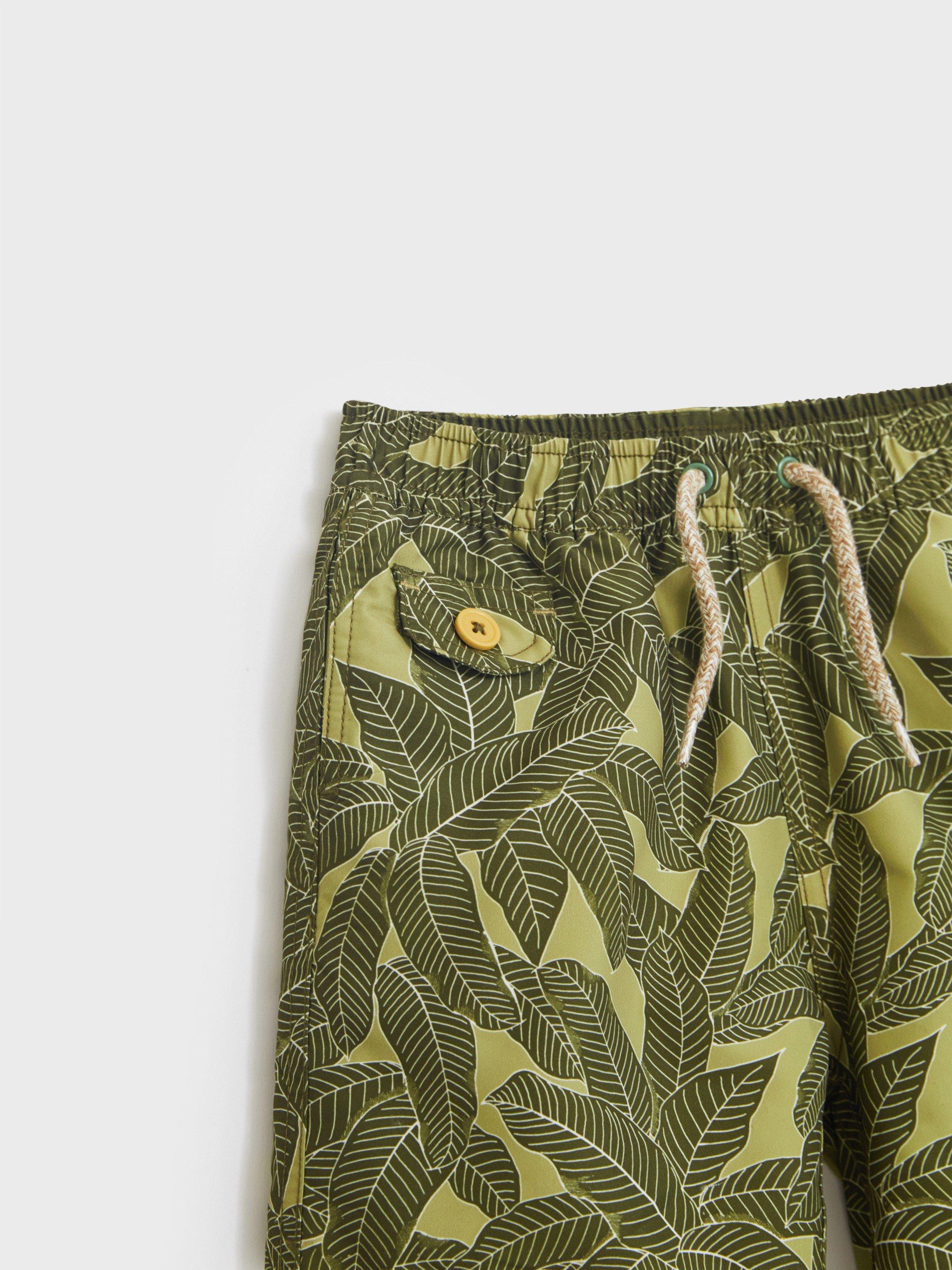 Mini Palm Print Swimshort in GREEN MLT - FLAT DETAIL