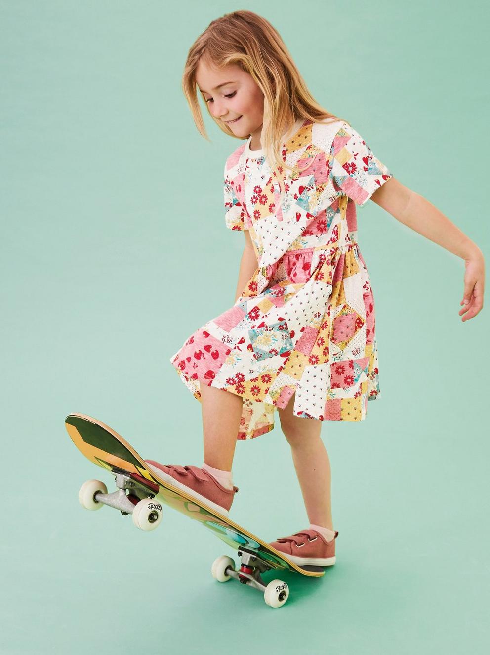 Tulip Dress in PINK MLT - MODEL FRONT