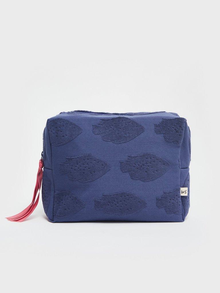 Fish Towelling Wash Bag in BLUE MLT - FLAT FRONT