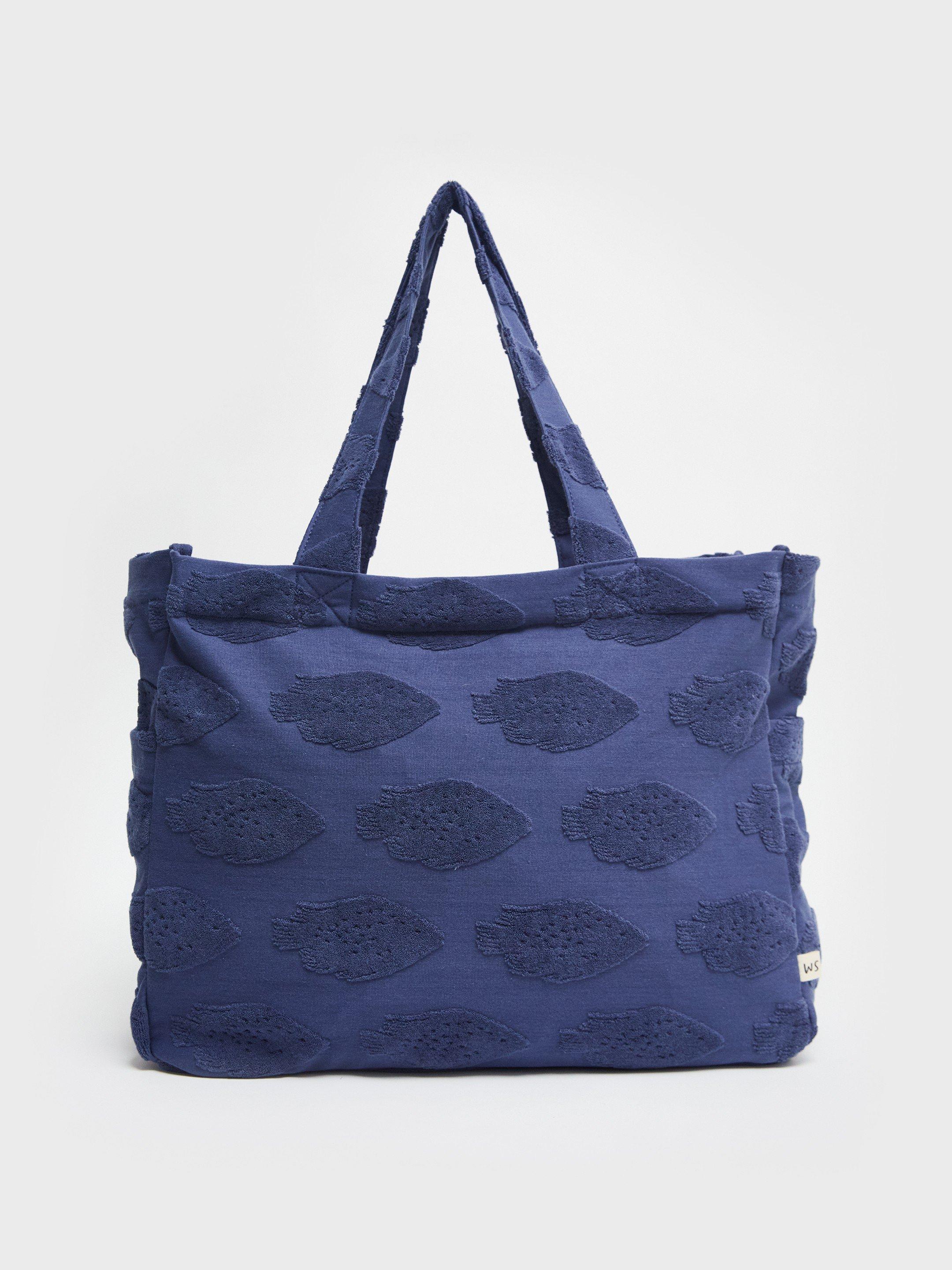 Fish Towelling Shopper Bag in BLUE MLT - FLAT FRONT