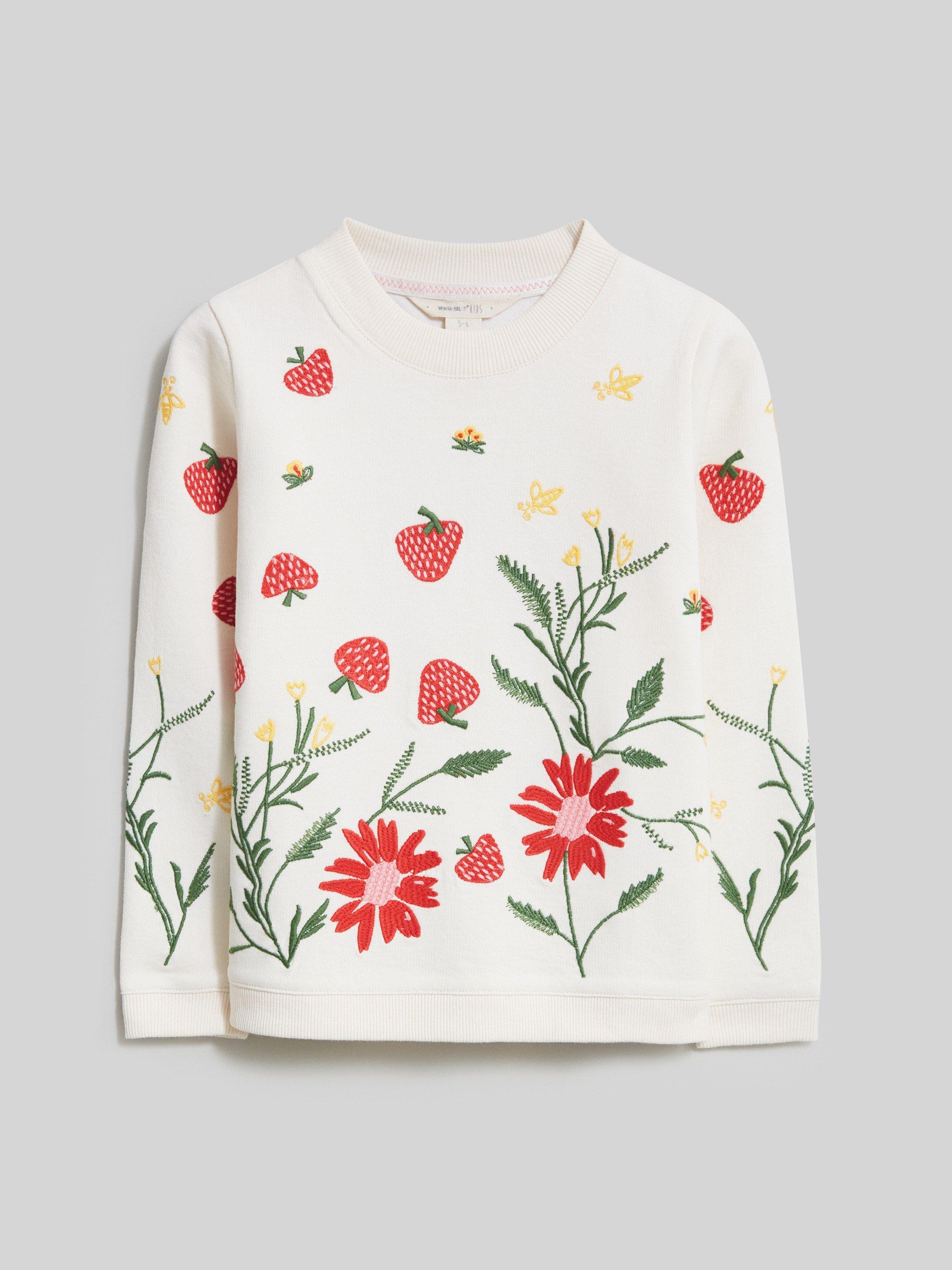 Strawberry Emb Sweat in IVORY MLT - FLAT FRONT