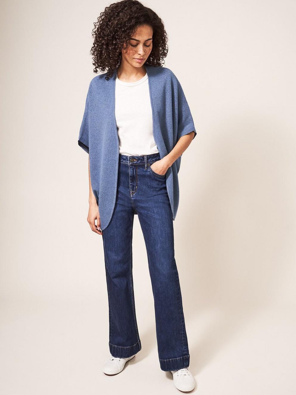 Cocoon Cardi in DUS BLUE - MODEL FRONT