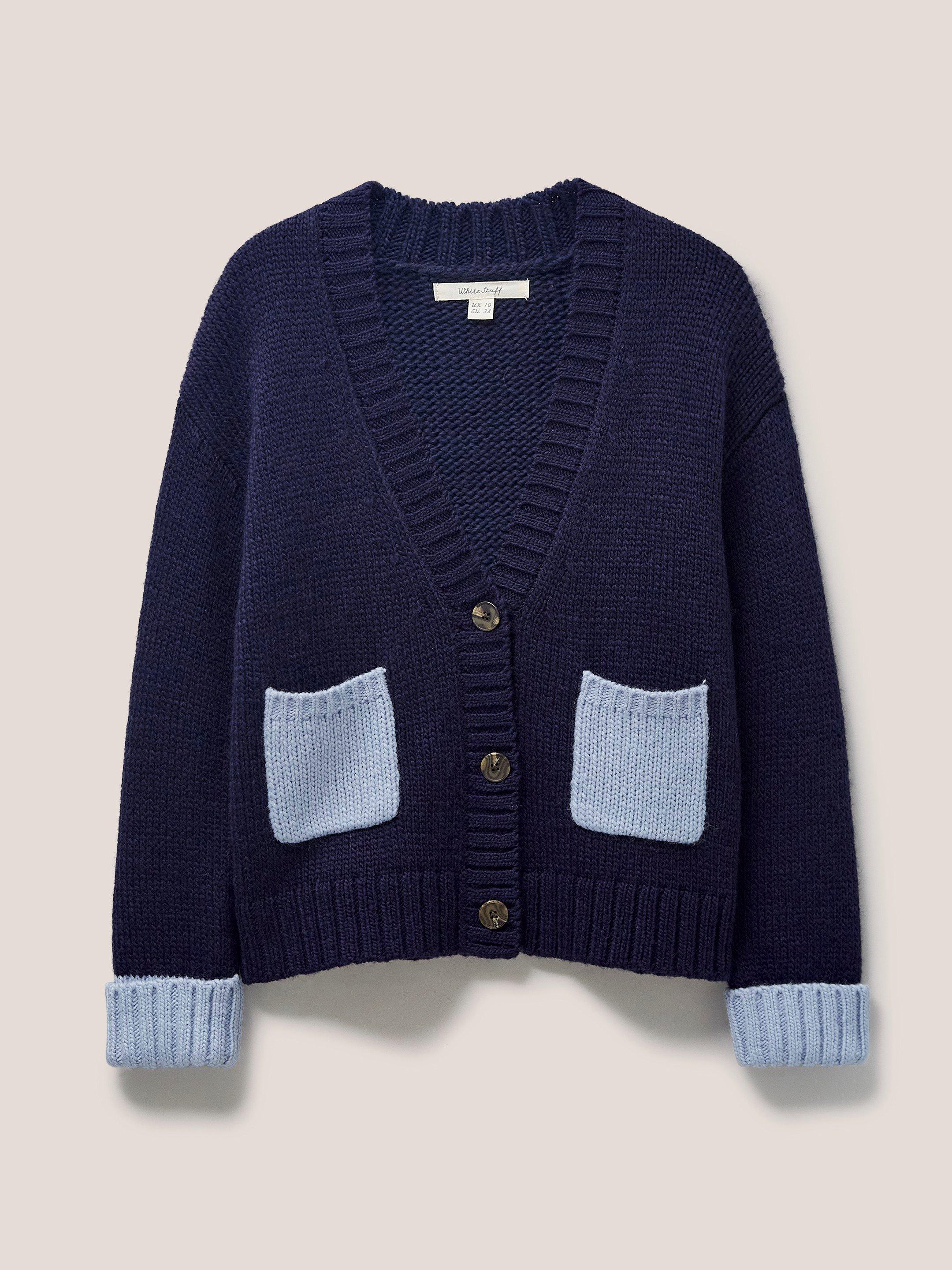 Snug Knitted Cardi in DARK NAVY - FLAT FRONT