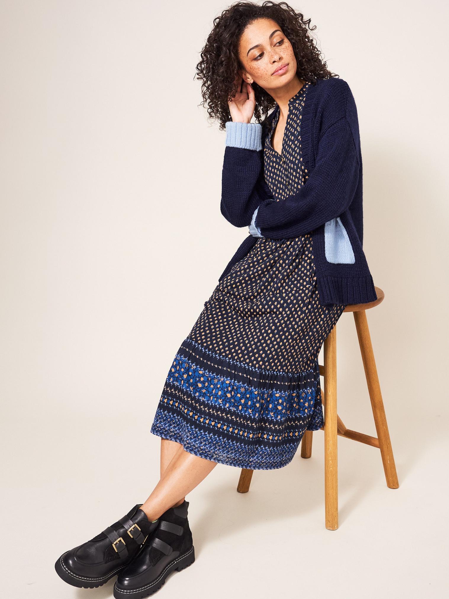 Snug Knitted Cardi in DARK NAVY - LIFESTYLE