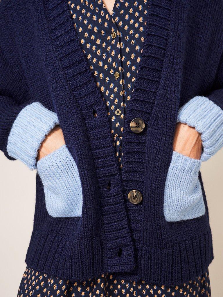 Snug Knitted Cardi in DARK NAVY - MODEL DETAIL