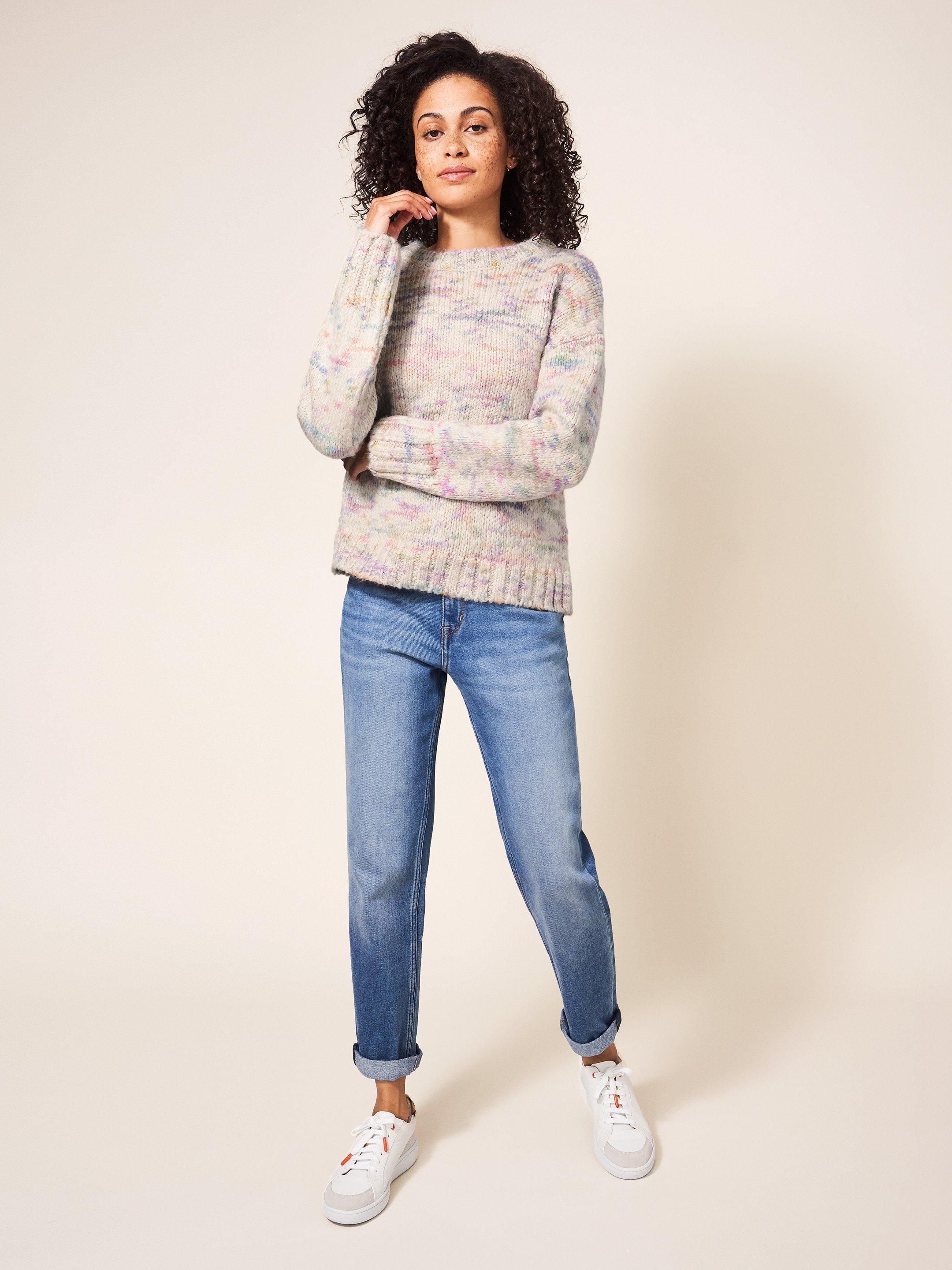 Snug City Sweater in NAT MLT - MODEL FRONT