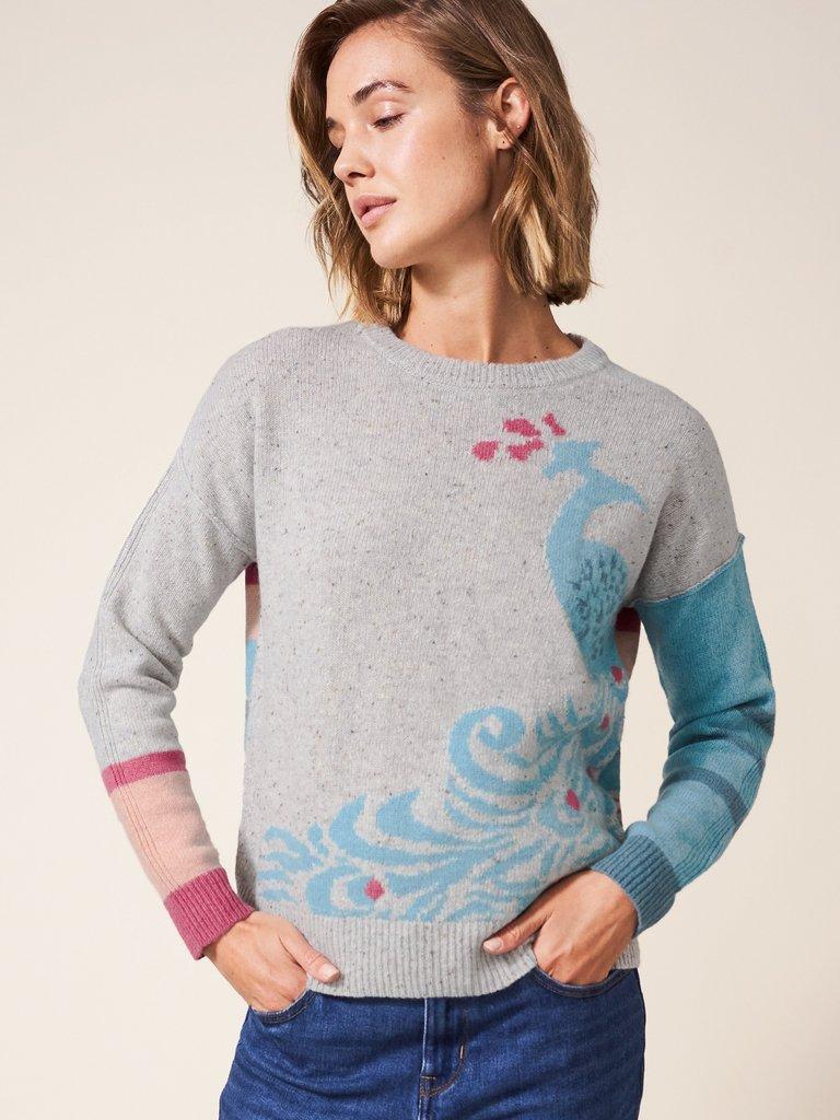 Peacock Striped Jumper in NATURAL MULTI